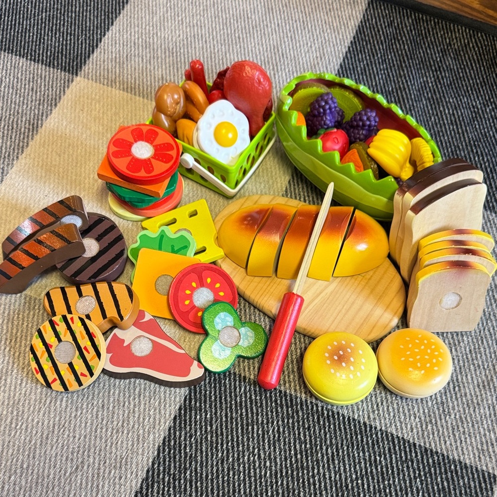 Vibrant Play Food Set with wooden Knife